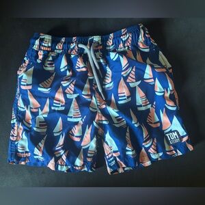 Tom & Teddy Navy and Coral Swim Shorts